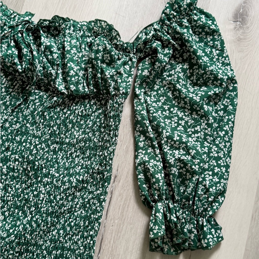 SHEIN Green Floral Off the Shoulder dress